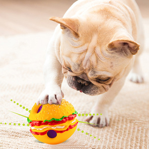 狗狗玩具发声球汉堡造型大小型犬磨牙训练耐咬怪叫自嗨宠物球