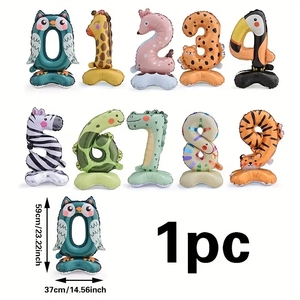 新款卡通主题站立底座动物数字气球儿童生日宝宝派对场景装饰布置