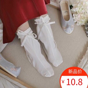 原创短款云袜 汉服女配袜白色纯棉日常古代袜子 短筒袜舒适古装袜