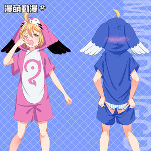 梦奇连体睡衣二次元cos王者游戏周边纯色连帽短袖春夏男女家居服