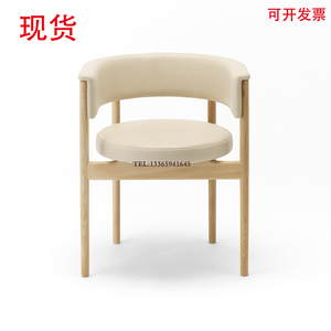 现代简约餐椅新中式休闲椅设计师侘寂风扶手椅会所民宿原木色椅子