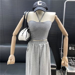 性感挂脖交叉吊带美背抹胸上衣内搭外穿辣妹时尚百搭显瘦螺纹背心