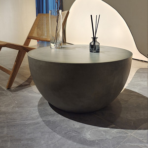 简约现代圆形水泥茶几侘寂风碗状清水混凝土茶桌设计师款工厂定制