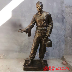 树脂玻璃钢仿铜铸铜步行街茶文化迎宾雕塑倒茶小二端茶伙计雕塑