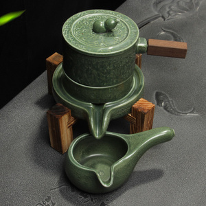半全自动功夫茶具套装 石磨创意个性陶瓷家用 懒人泡茶器茶壶茶杯