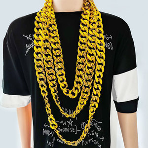 网红嘻哈大金链子男粗演出道具抖音社会人塑料假金土豪仿真大项链