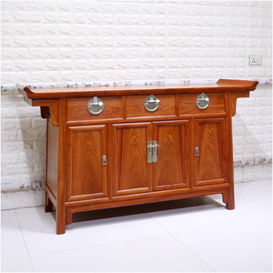 大果紫檀三联柜 中式缅甸花梨木三联橱 明式翘头餐边柜客厅玄关柜