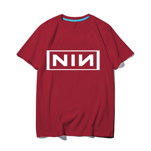 夏装宽松大码纯棉短袖摇滚乐队t恤男九寸钉乐队nine inch nails