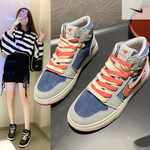 官网正版耐克aj板鞋高帮女鞋冬季蓝色空军一号学生运动鞋潮鞋气垫