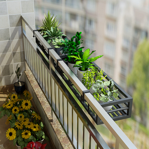 阳台不锈钢烤漆花架防盗窗户外悬挂护栏铁艺围栏杆多肉花盆置物架