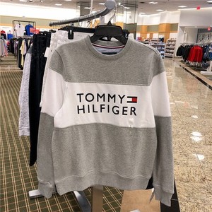 北美代购Tommy hilfiger男士秋冬款上衣情侣款拼色圆领套头卫衣男