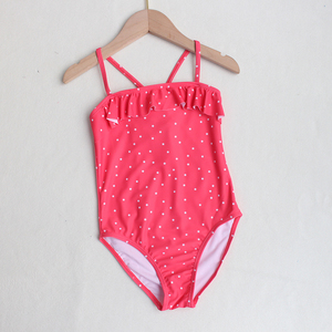 小可折扣 女童泳衣连体三角休闲泳装时尚花边女孩修身款儿童泳装