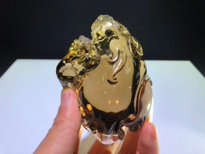 巴西天然黄水晶净体母子貔貅把玩摆件家居客厅办公玄关装饰品
