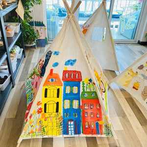 儿童手工diy材料包手绘帐篷外活动绘画涂鸦三角空白涂色彩绘玩具