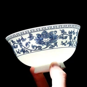10个景德镇青花瓷饭碗骨瓷面碗高脚中式釉中碗碟筷套装家用吃饭