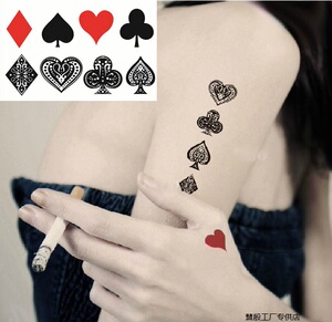 扑克牌纹身贴黑桃a纹身贴 黑桃k纹身贴 黑桃q纹身贴情侣性感夜店