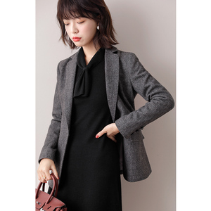 人字纹西装外套女冬