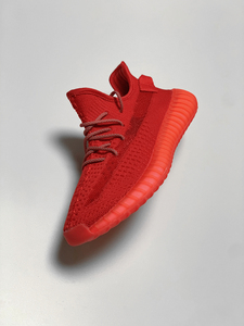 高定版莆田鞋华夫椰子350女鞋原创国潮中国红好运来男运动鞋红色