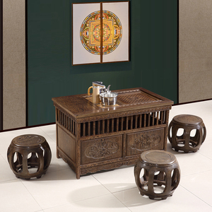 红木家具鸡翅木茶桌中式阳台茶几功夫小茶台实木小户型家用泡茶桌