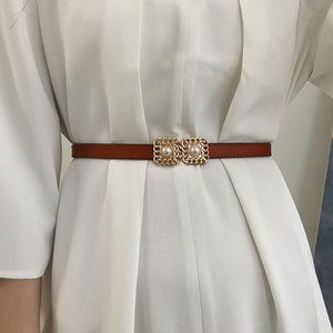 真皮裙子腰带女装饰连衣裙夏时尚百搭配衬衫腰饰小皮带女细免打孔