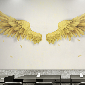 翅膀手绘墙纸拍照背景墙网红健身房舞蹈室瑜伽壁布一本壁画闯天涯