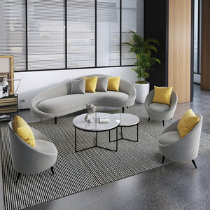 办公室沙发茶几组合简约现代新款洽谈个性创意休息区会议接待套装