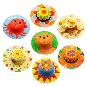 幼儿园儿童亲子手工手绘草帽活动素材 diy创意绘画涂鸦帽子装饰品