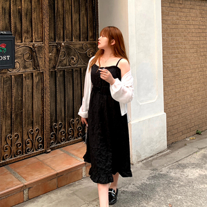 soul大码女装微胖女生穿搭肥mm洋气显瘦气质胖妹夏季遮肚子连衣裙