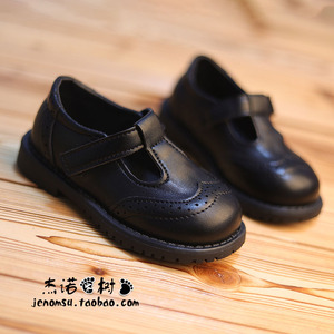 男童黑色皮鞋演出鞋子英伦风西装单鞋幼儿园2-3-5岁女宝宝豆豆鞋1