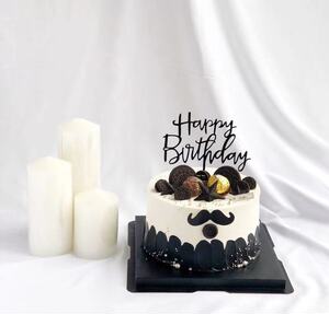 男士生日蛋糕 简约黑灰系列蛋糕 送爸爸老公生日动物奶油济南同城