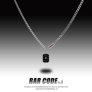 BAR CODE 幸运字母牌子项链男女夏潮ins嘻哈个性简约百搭学生吊坠