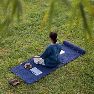 器象原创设计植物蓝染老式手织感棉布夹棉瑜伽垫冥想垫打坐禅修垫