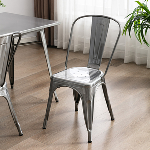 铁艺餐椅彩色简约现代实木餐桌椅欧式咖啡厅金属椅家用设计铁皮椅