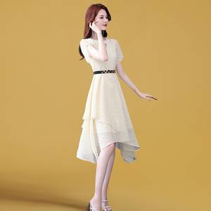 sandro veneta时尚雪纺连衣裙2022夏季新款洋气减龄气质大码女装