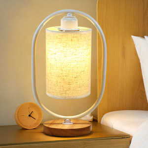 北欧台灯卧室床头简约个性创意新中式复古布艺温馨实木调光小夜灯