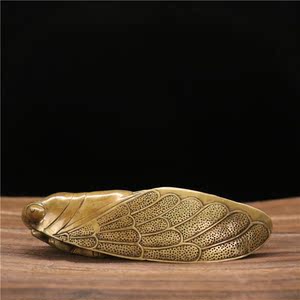 纯黄铜知了铜蝉摆件 一鸣惊人书房客厅办公室摆设