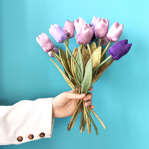 纯手工布艺郁金香蓝色紫色粉红色母亲女朋友闺蜜礼物客厅婚礼装饰