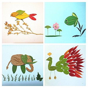 手工课包植物作业m粘贴幼儿子画树叶制作画diy材料学园叶生拼贴l