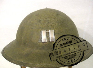 代购早期二战美军m1917a1凯利头盔收藏钢盔班轮下巴带