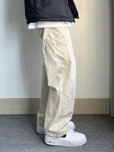 Rstay17 夏季日系休闲工装裤新款口袋宽松直筒复古百搭时尚男长裤