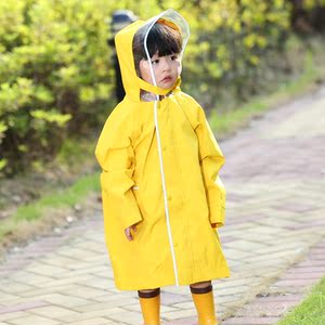小学生雨衣带书包位女黄色