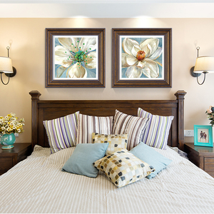 美式卧室床头挂画餐厅欧式壁画客厅沙发背景墙油画餐厅花卉组合画
