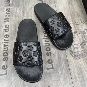 ing&lv/缨旅欧洲站潮流拖鞋牛皮字母印花黑色防滑水晶底情侣凉拖