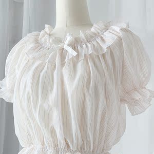 正版洛丽塔百搭内搭雪纺衬衫 短袖蝴蝶结lolita抹胸短袖内衬