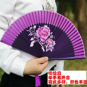 包邮日式折扇中国风女式绢扇子樱花礼品走秀跳舞蹈小扇旗袍秀拍摄
