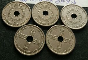 挪威老版 1克朗 圆孔硬币