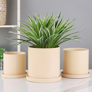 2021新简约虎皮兰花磨砂素烧陶瓷花盆透气吸水多肉植物粗陶盆桌面