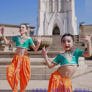 印度演出服少儿肚皮舞民族舞女装花儿花儿表演服敦煌舞蹈古典服装