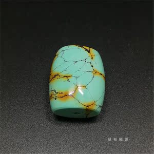 特价绿松石散珠背云扁桶天然原矿高瓷蓝绿金线松文玩饰品配珠星月
