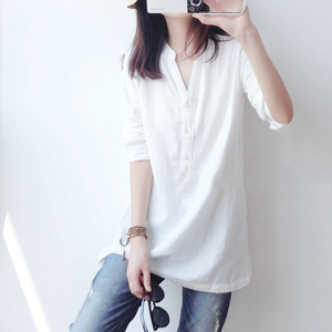 白色纯棉衬衫t恤女短袖宽松韩版高级感打底衫时尚洋气时髦薄款潮